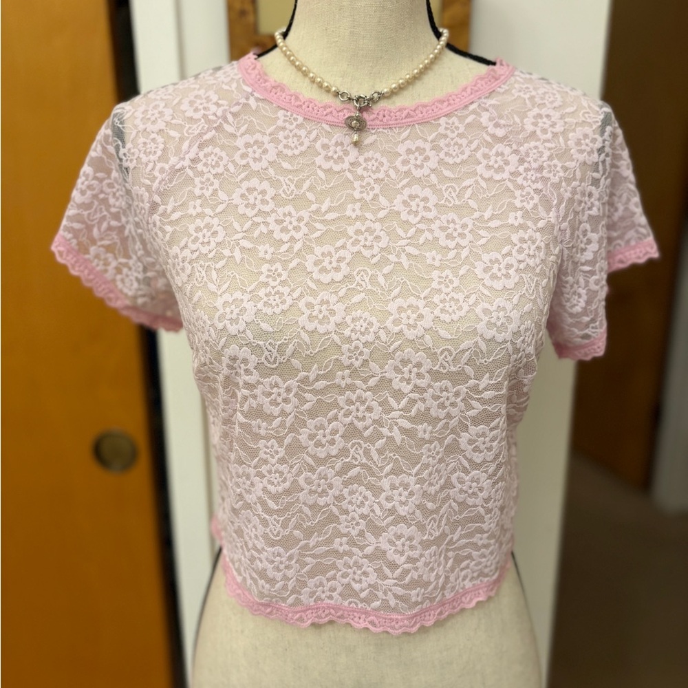 Victoria's Secret Pink Floral Lace Crop Top